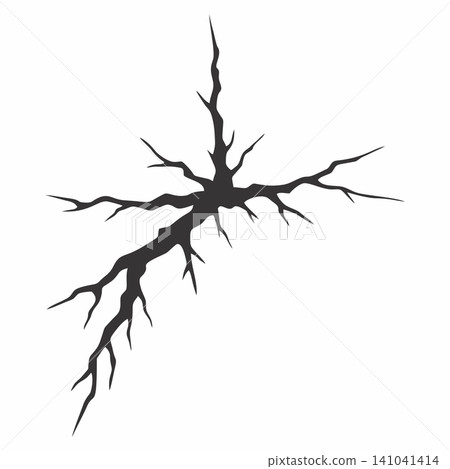 An abstract vector illustration featuring cracks in the ground or a concrete surface with a dramatic branching pattern. An abstract vector illustration featuring cracks in the ground or a concrete surface with a dramatic branching pattern. 141041414