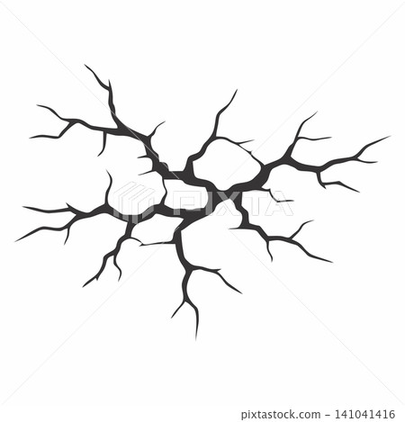 An abstract vector illustration featuring cracks in the ground or a concrete surface with a dramatic branching pattern. An abstract vector illustration featuring cracks in the ground or a concrete surface with a dramatic branching pattern. 141041416