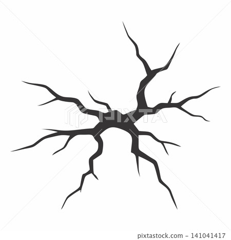 An abstract vector illustration featuring cracks in the ground or a concrete surface with a dramatic branching pattern. An abstract vector illustration featuring cracks in the ground or a concrete surface with a dramatic branching pattern. 141041417