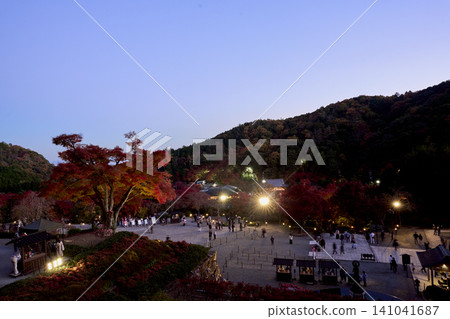 大阪勝尾寺的秋景,傍晚的秋空澄澈,秋葉絢麗。 大阪勝尾寺的秋景,傍晚的秋空澄澈,秋葉絢麗。 141041687
