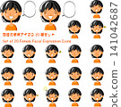 Set of 20 female facial expression icons (for blogs, social media, and speech bubble support) 141042687