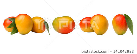 Set, Mangoes are arranged in an appealing manner highlighting their vibrant colors, PNG 141042988