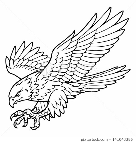 Vector outline illustration of a flying eagle 141043396
