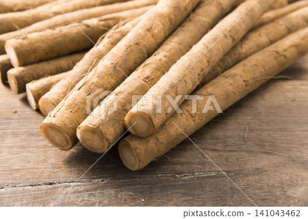 Fresh Burdock Root on Wooden Table 141043462