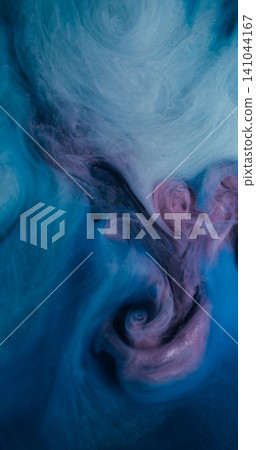 Fog fluid. Ink vortex. Sparkling spiral haze flow pigment floating in water. Colorful art mix blur abstract curl splash background. Fog fluid. Ink vortex. Sparkling spiral haze flow pigment floating in water. Colorful art mix blur abstract curl splash background. 141044167