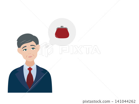 Vector illustration of a middle-aged man worried about money (wallet) Vector illustration of a middle-aged man worried about money (wallet) 141044262