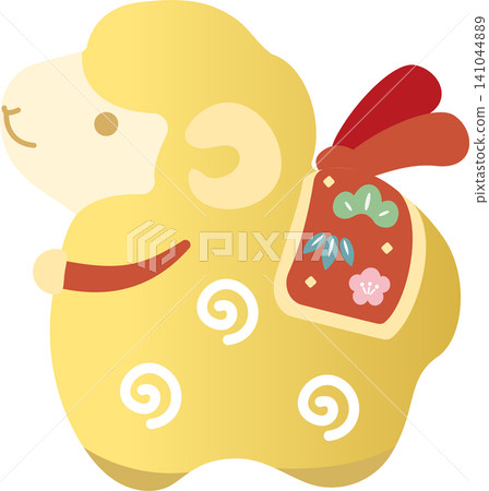 New Year 2027, New Year's card 2027, Year of the Sheep, Sheep, Clay bell, Cute, Icon, Decoration, Japanese modern, Design material New Year 2027, New Year's card 2027, Year of the Sheep, Sheep, Clay bell, Cute, Icon, Decoration, Japanese modern, Design material 141044889