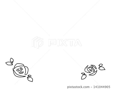 玫瑰裝飾圖案線條畫插圖（底部 2） 141044905