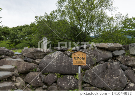 這是長野縣小諸市開光園內小諸城天守閣遺址在初夏時的景象。 141044952