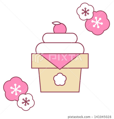 Kagami mochi (rice cake offering) New Year's illustration Kagami mochi (rice cake offering) New Year's illustration 141045028