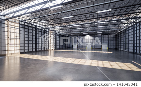 Empty factory interior filled with natural light Empty factory interior filled with natural light 141045041