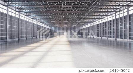 Empty factory interior filled with natural light Empty factory interior filled with natural light 141045042