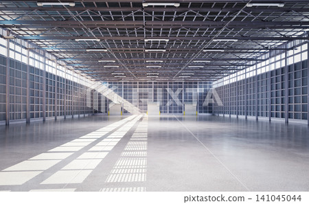Empty factory interior filled with natural light Empty factory interior filled with natural light 141045044