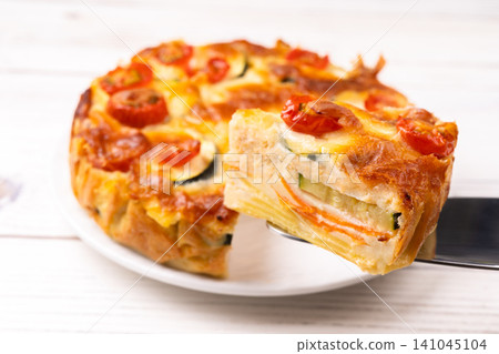 Zucchini and salmon flake invisible cake Zucchini and salmon flake invisible cake 141045104