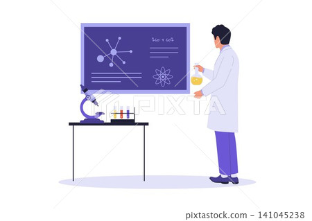 Illustration of Chemist Representing Molecular Formula Chart Illustration of Chemist Representing Molecular Formula Chart 141045238