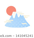 New Year's card design featuring Mt. Fuji and the sun 141045241