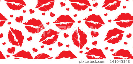 Lipstick Kiss Marks Seamless Pattern Background Lipstick Kiss Marks Seamless Pattern Background 141045348