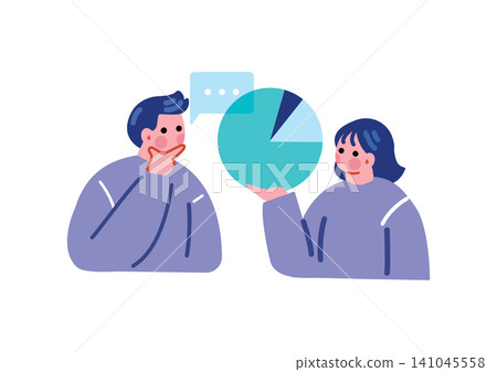 Illustration of a man and woman having a business conversation Illustration of a man and woman having a business conversation 141045558