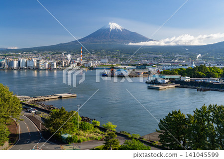 A view of Tagonoura Port with Mount Fuji in the background. A view of Tagonoura Port with Mount Fuji in the background. 141045599