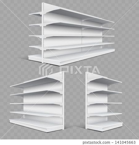 Empty Retail Store Shelf Mockup Set Vector Empty Retail Store Shelf Mockup Set Vector 141045663