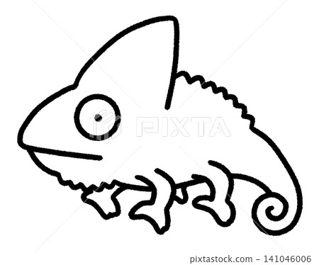 Cute line art illustration of a veiled chameleon Cute line art illustration of a veiled chameleon 141046006
