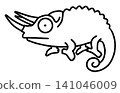Cute Jackson's Chameleon Line Drawing Illustration 141046009