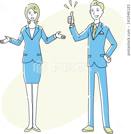 A set of male and female businessmen posing. A set of male and female businessmen posing. 141046183