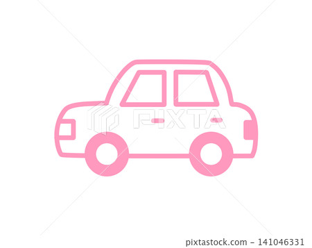 簡潔可愛的乘用車圖示(粉紅色) 簡潔可愛的乘用車圖示(粉紅色) 141046331