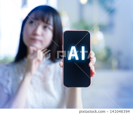 AI text displayed on smartphone AI text displayed on smartphone 141046394