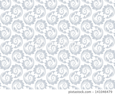 Flower pattern. Seamless white and gray ornament. Graphic vector background 141046479
