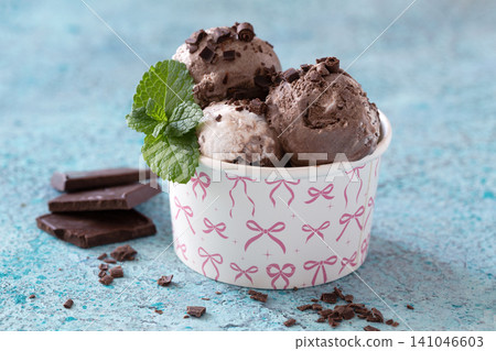 Chocolate ice cream without lactose. Chocolate ice cream without lactose. 141046603