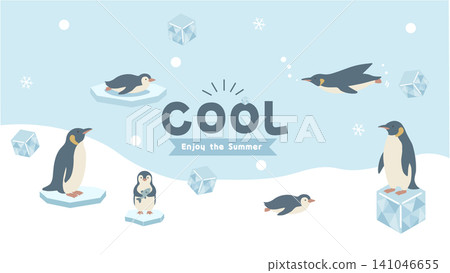 Penguin Summer Banner Illustration - Summer Material - Summer Frame - Background - Flat Design - Illustration with Copy Space Penguin Summer Banner Illustration - Summer Material - Summer Frame - Background - Flat Design - Illustration with Copy Space 141046655