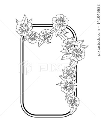 Flower frame with linear daisy. Decor with beautiful decorative summer flowers. 141046688