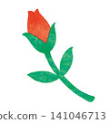 Watercolor texture illustration of a red flower bud. Simple and cute botanical material. 141046713