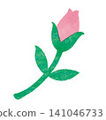 Watercolor texture pink flower bud illustration. Simple and cute botanical material. 141046733