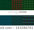 Green tartan check seamless pattern background set (plaid, vector, fabric, texture) 141046741