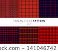 Red tartan check seamless pattern background set (plaid, vector, fabric, texture) 141046742