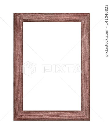 Wooden watercolor frame illustration for botanical designs, museum-inspired layouts, labels, invitations, packaging, branding, stationery, and vintage-style compositions 141046822