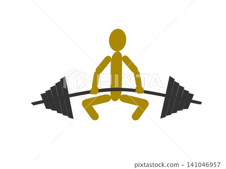 Stick figure preparing deadlift lifting barbell from floor isolated on white background. Stick figure preparing deadlift lifting barbell from floor isolated on white background. 141046957