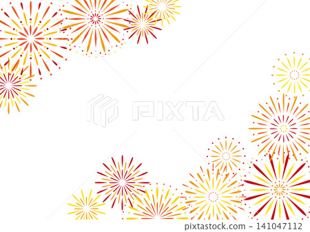 Summer postcard featuring fireworks / Orange color Summer postcard featuring fireworks / Orange color 141047112