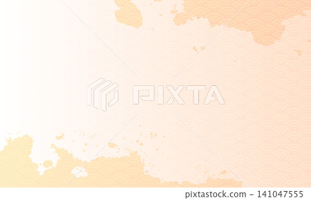 日式圖案背景 - 簡約的青海波（波浪圖案），搭配淺橙色漸層壁紙材質 141047555