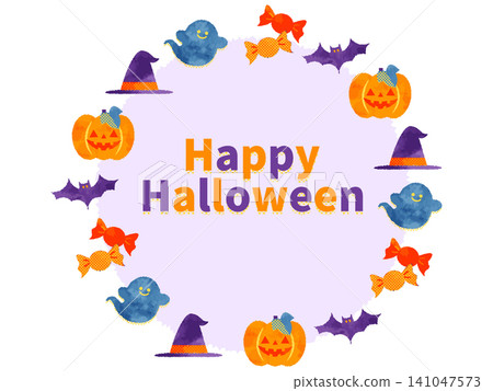 Purple circular frame illustration with Halloween motifs Purple circular frame illustration with Halloween motifs 141047573