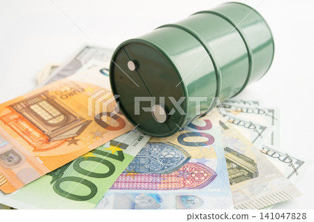 Crude oil price, Oil tank with banknote money for cost energy. Crude oil price, Oil tank with banknote money for cost energy. 141047828