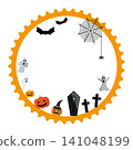 Cute Halloween-themed background frame, circular stamp style. 141048199