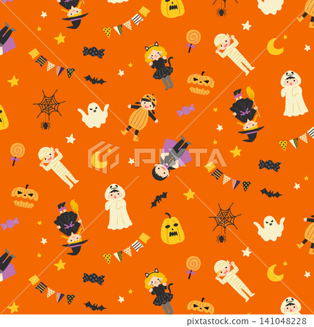 可愛的萬聖節插圖和圖案 可愛的萬聖節插圖和圖案 141048228