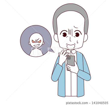 An illustration of an elderly man getting involved in internet trouble. An illustration of an elderly man getting involved in internet trouble. 141048505