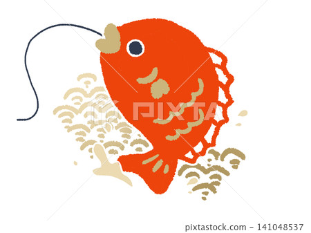 一幅描繪捕獲鯛魚的插圖。 一幅描繪捕獲鯛魚的插圖。 141048537