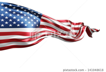 American flag ribbon silk fabric flowing isolated on white background with copy space design for 4th of july America Independence day and celebration banner 3D render American flag ribbon silk fabric flowing isolated on white background with copy space design for 4th of july America Independence day and celebration banner 3D render 141048618