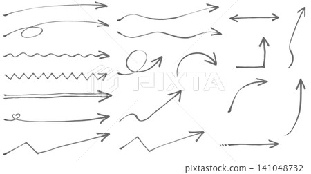A set of various arrows drawn with softly colored markers, in monochrome. A set of various arrows drawn with softly colored markers, in monochrome. 141048732