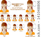 Set of 12 female facial expression icons (for blogs, social media, and web use) 141048806